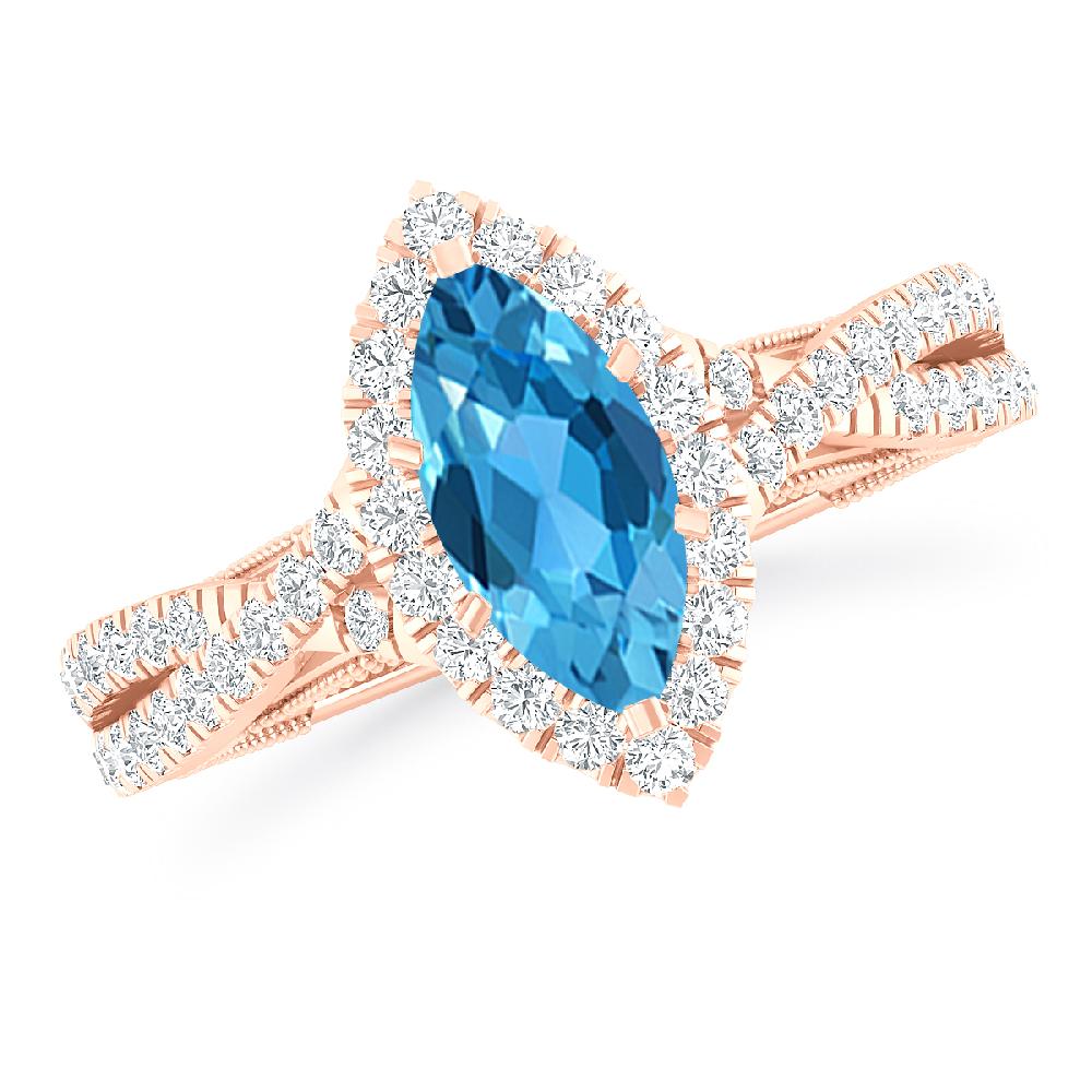 Rose Gold - Blue Topaz