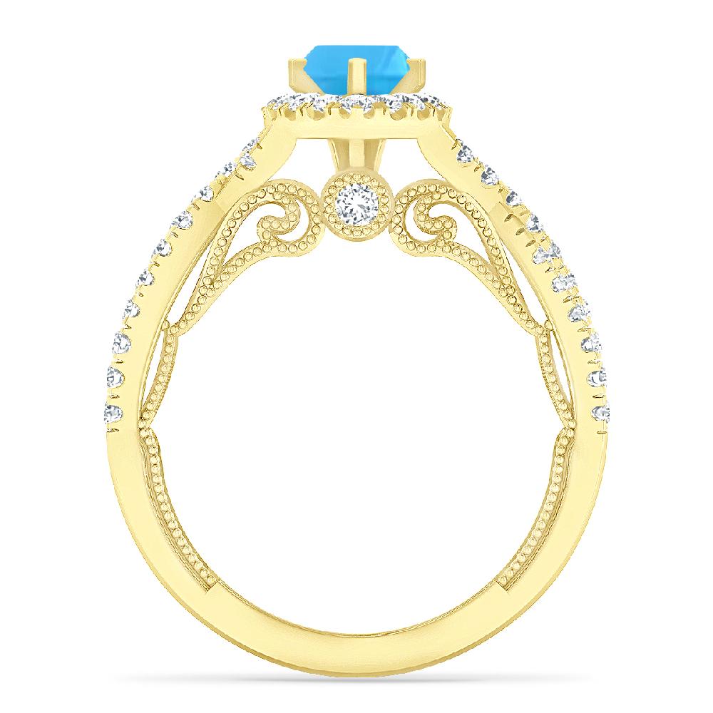 Yellow Gold - Blue Topaz