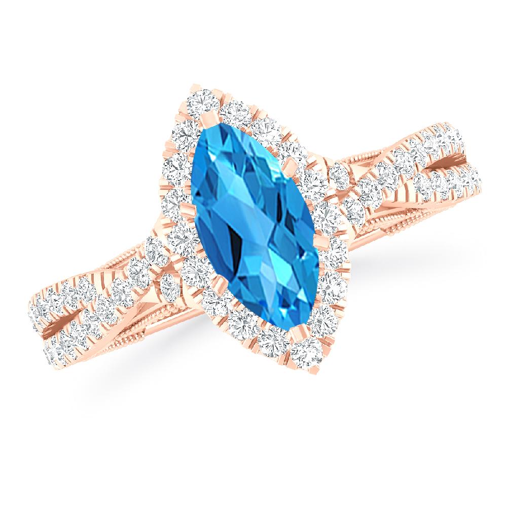 Rose Gold - Blue Topaz