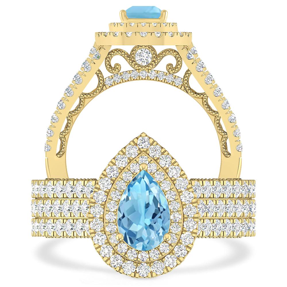 Yellow Gold - Blue Topaz