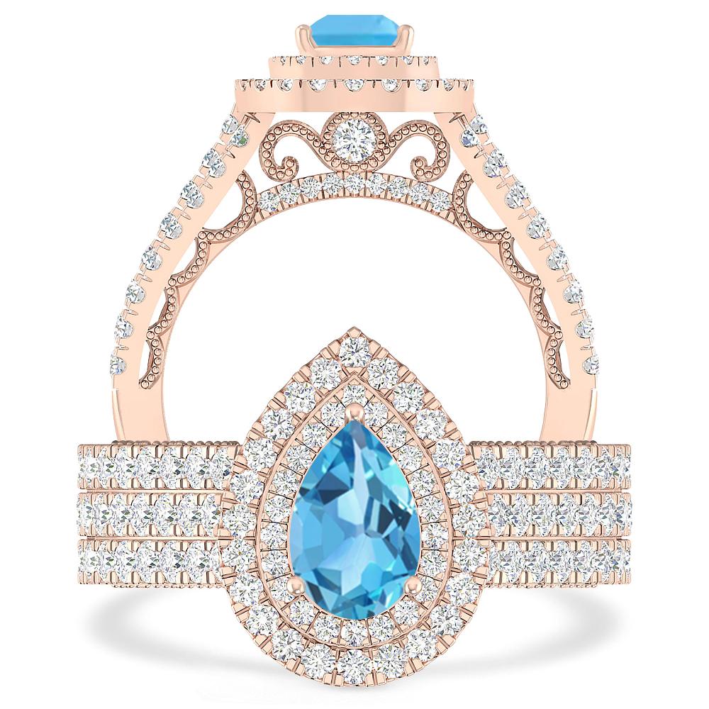 Rose Gold - Blue Topaz