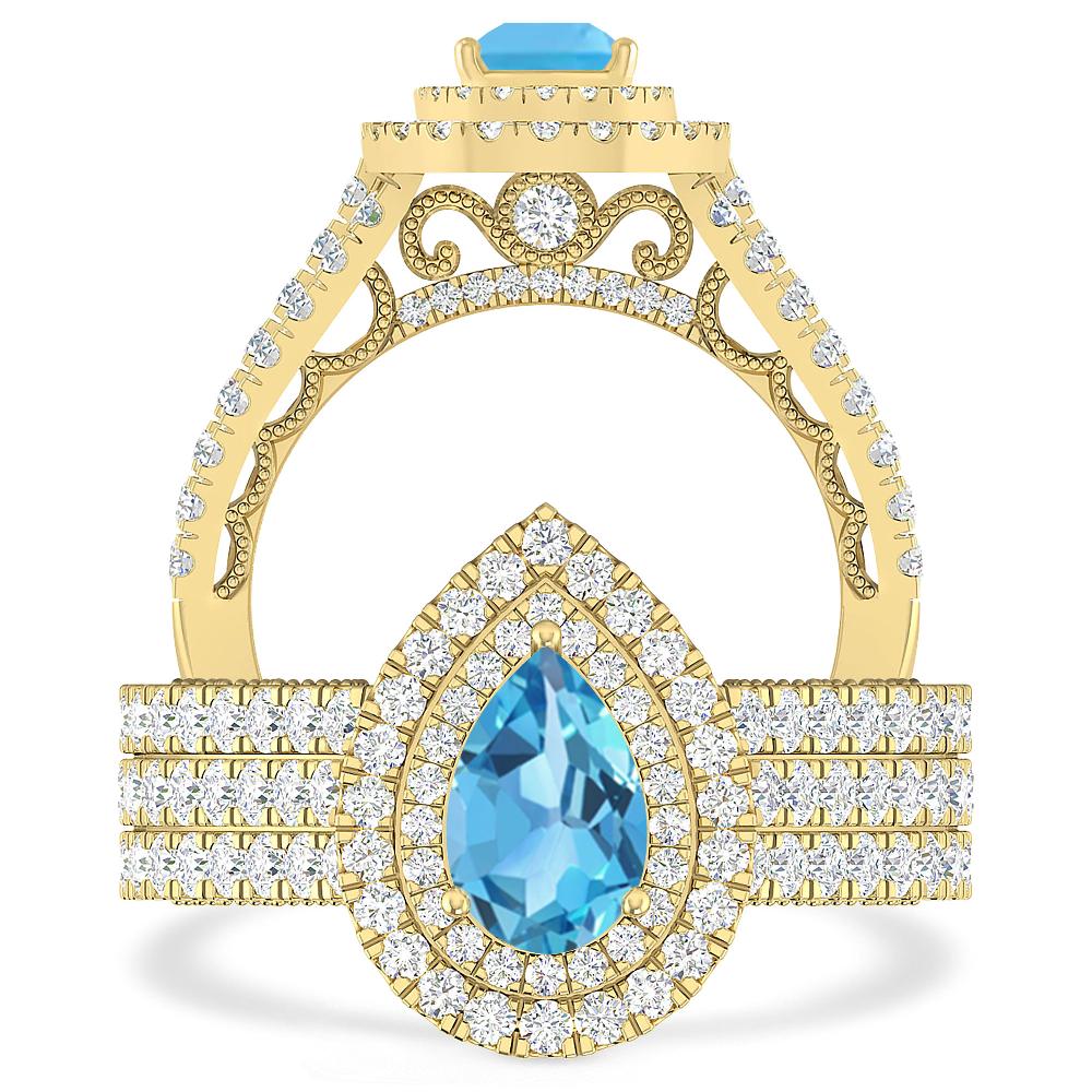 Yellow Gold - Blue Topaz