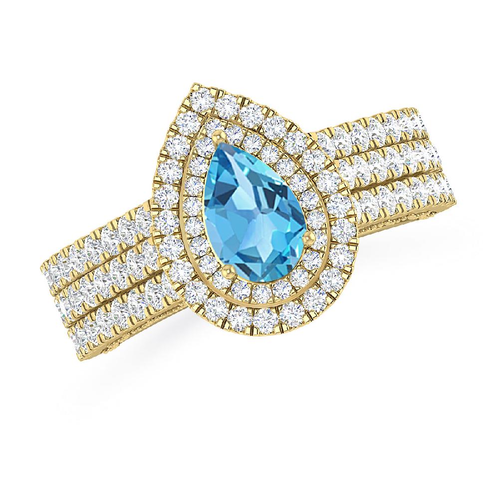 Yellow Gold - Blue Topaz