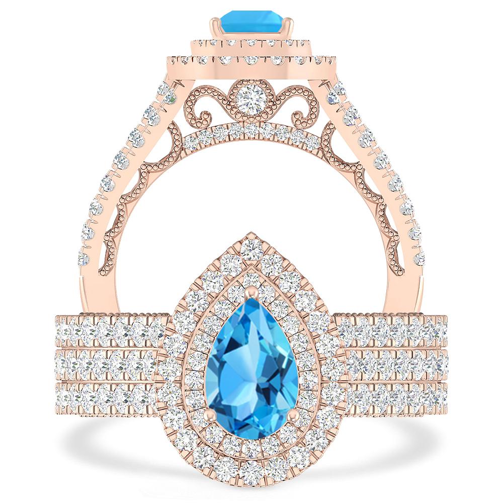 Rose Gold - Blue Topaz