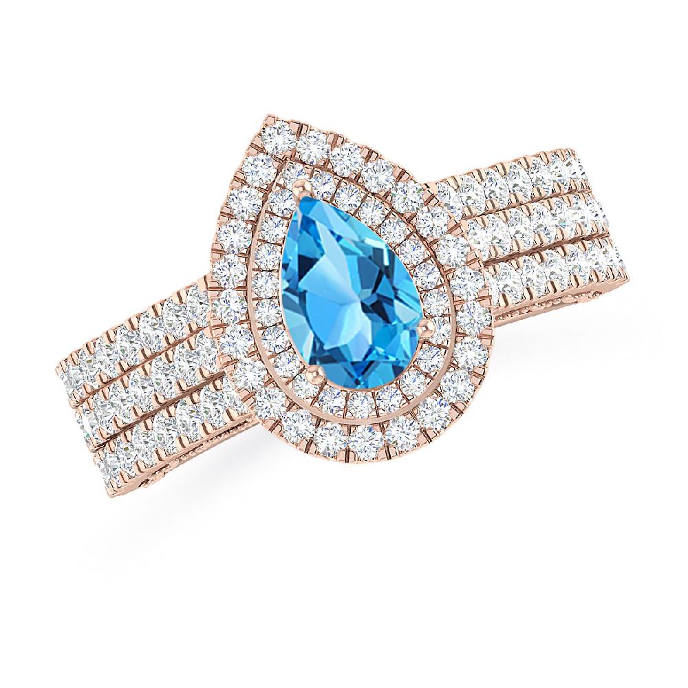 Rose Gold - Blue Topaz