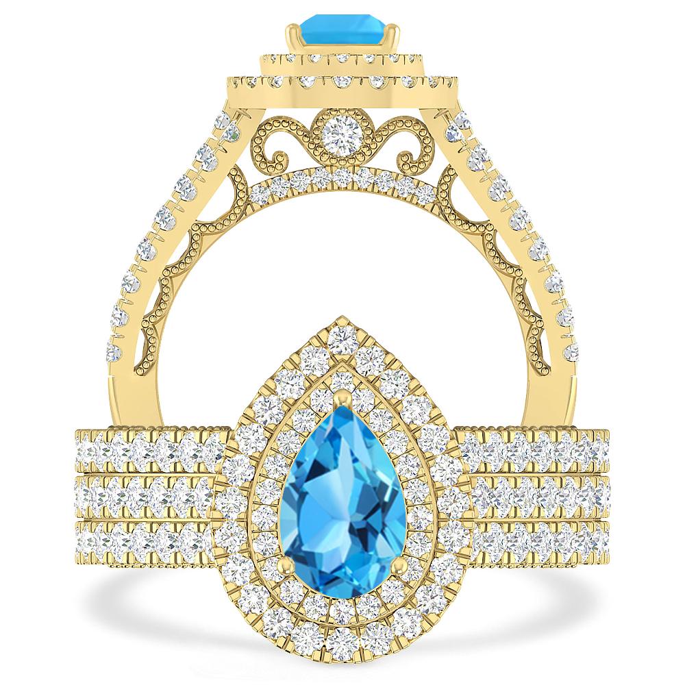 Yellow Gold - Blue Topaz