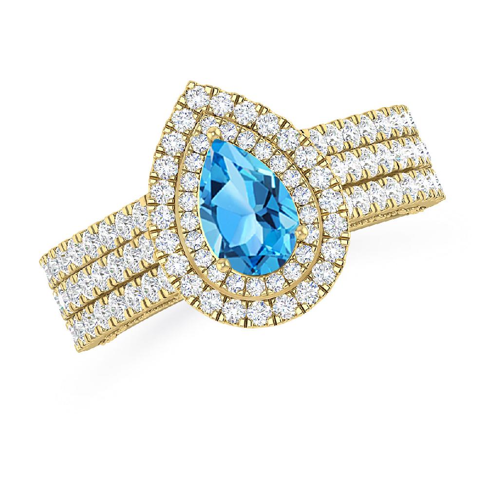 Yellow Gold - Blue Topaz