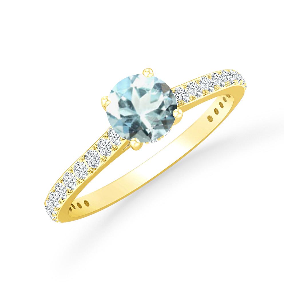 Yellow Gold - Aquamarine