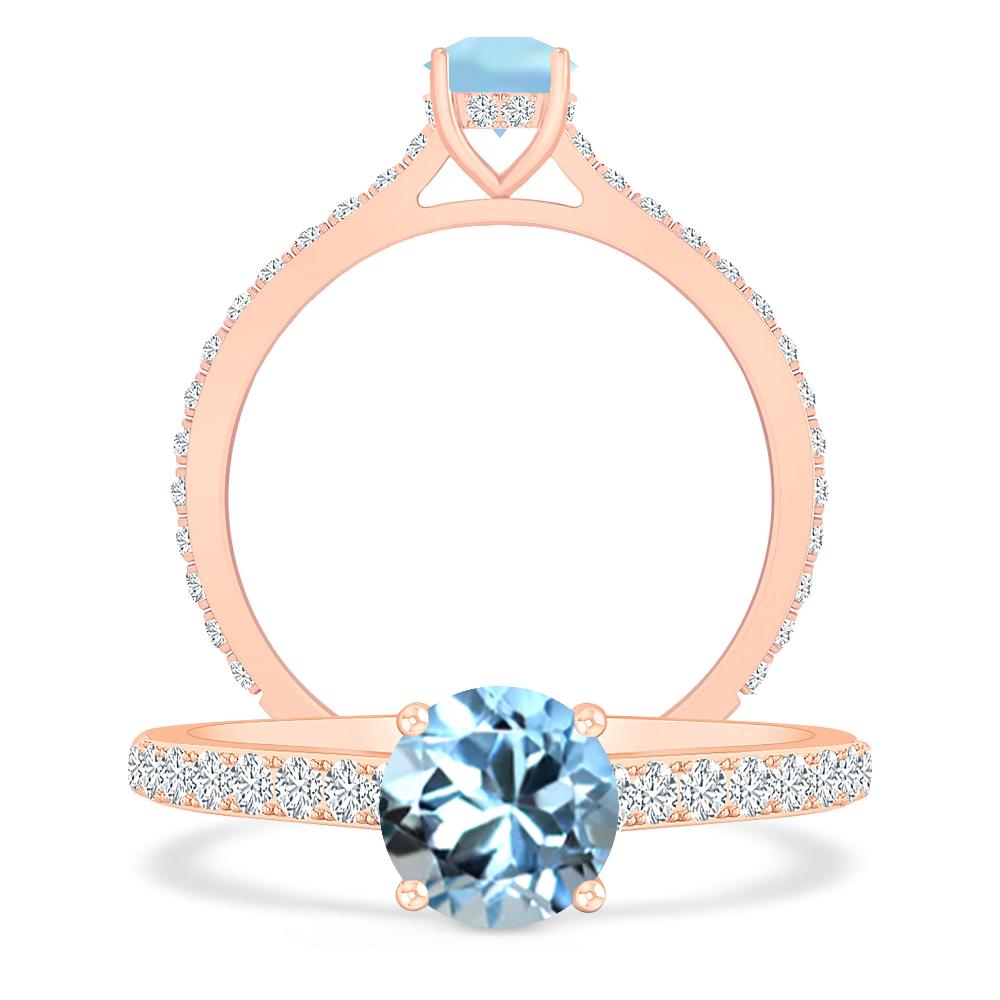 Rose Gold - Aquamarine