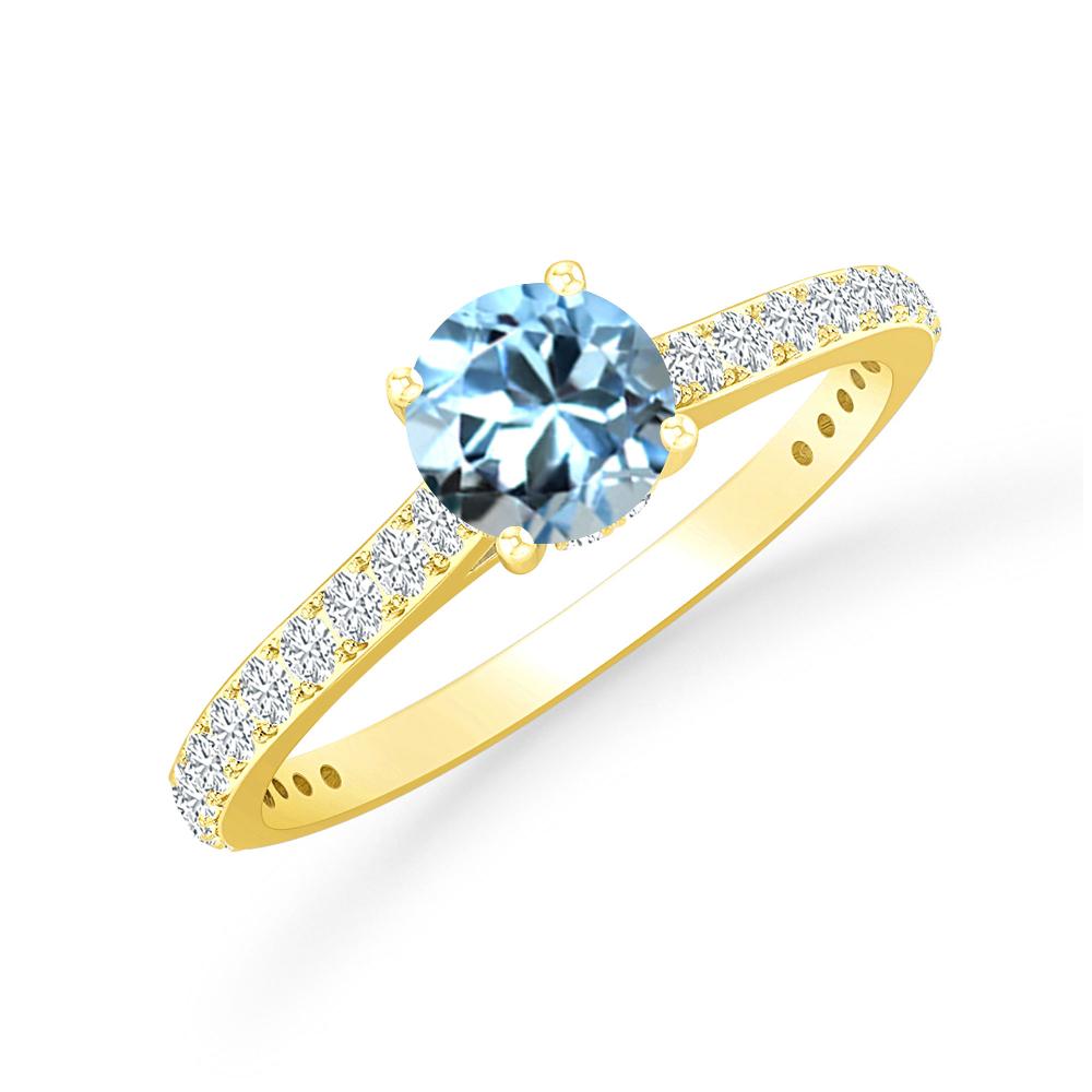 Yellow Gold - Aquamarine