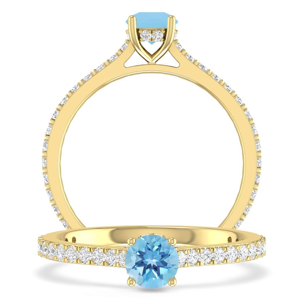 Yellow Gold - Blue Topaz