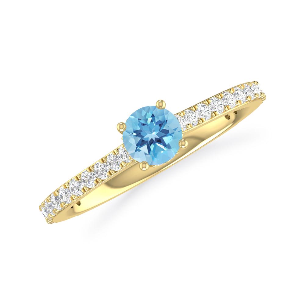 Yellow Gold - Blue Topaz