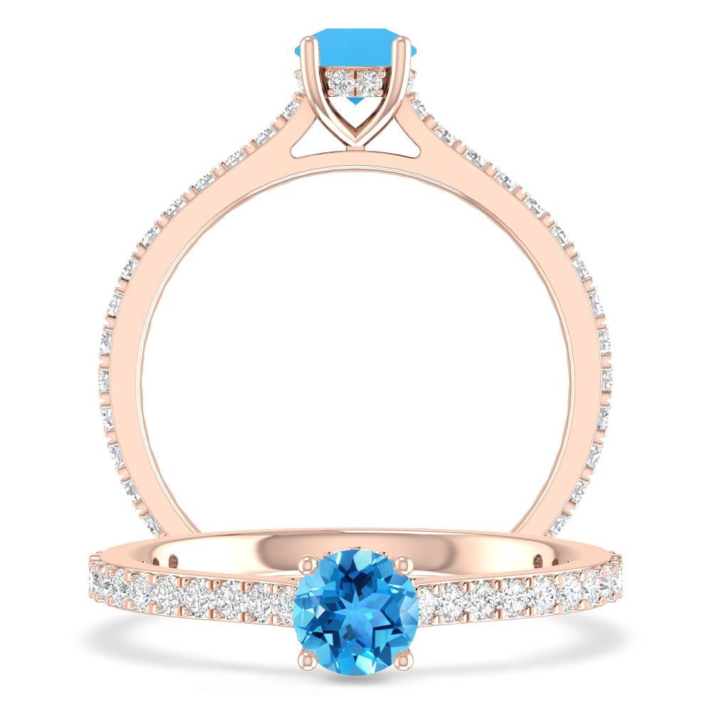 Rose Gold - Blue Topaz