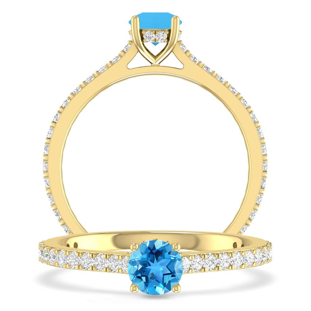 Yellow Gold - Blue Topaz