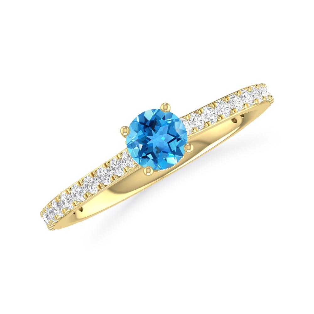 Yellow Gold - Blue Topaz