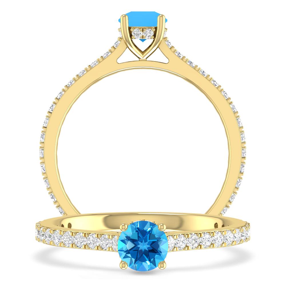 Yellow Gold - Blue Topaz