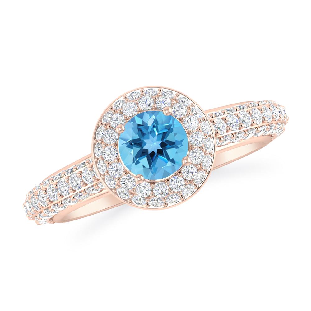 Rose Gold - Blue Topaz