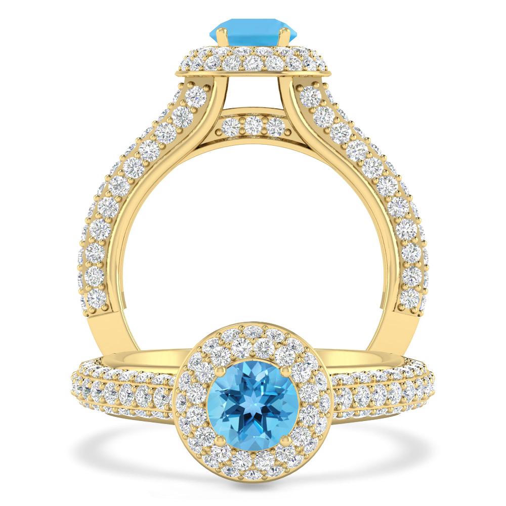 Yellow Gold - Blue Topaz