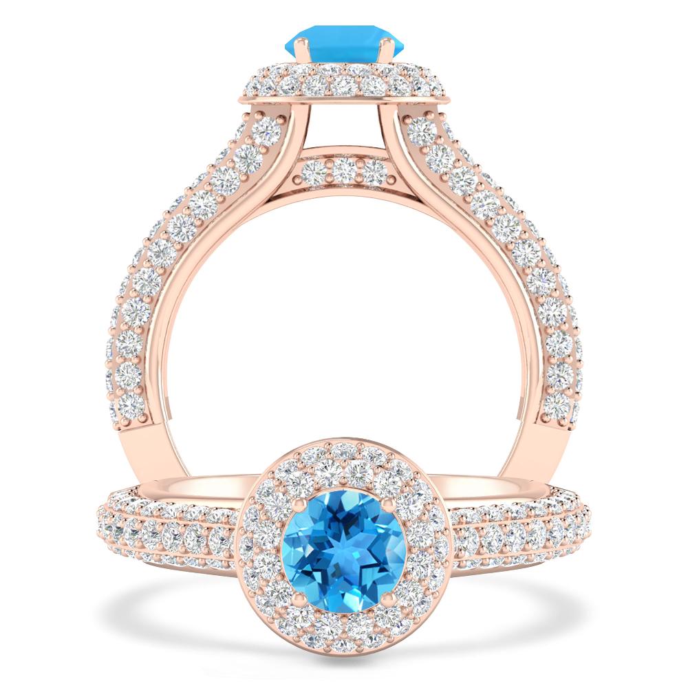 Rose Gold - Blue Topaz
