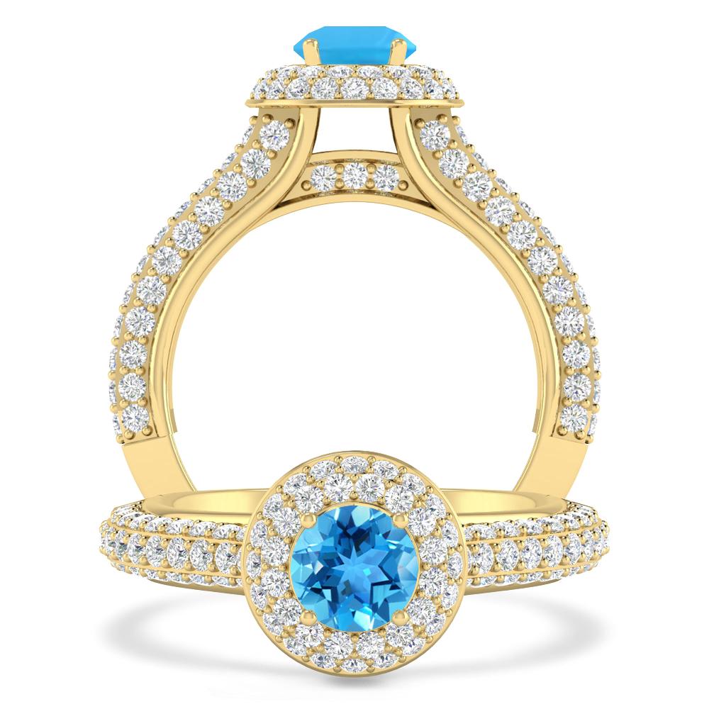 Yellow Gold - Blue Topaz