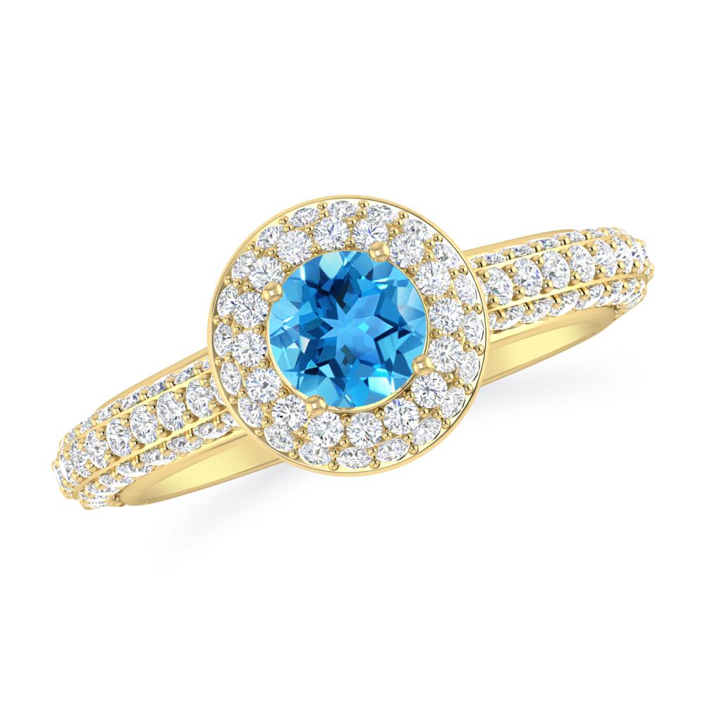 Yellow Gold - Blue Topaz
