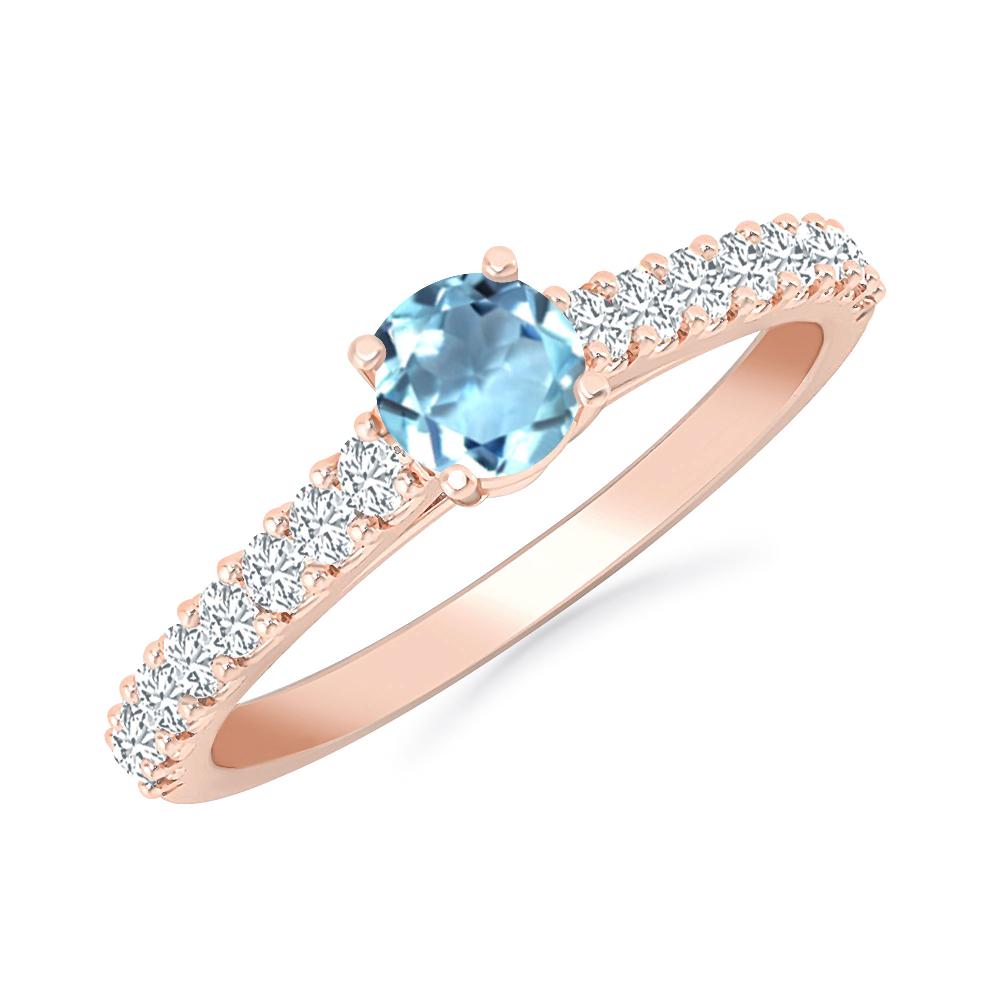 Rose Gold - Aquamarine