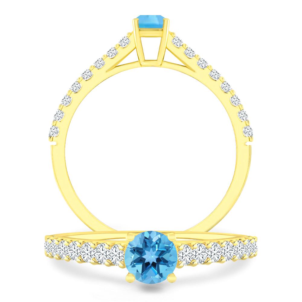 Yellow Gold - Blue Topaz