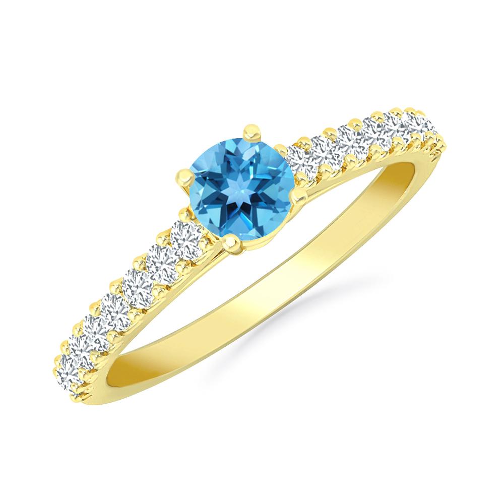 Yellow Gold - Blue Topaz