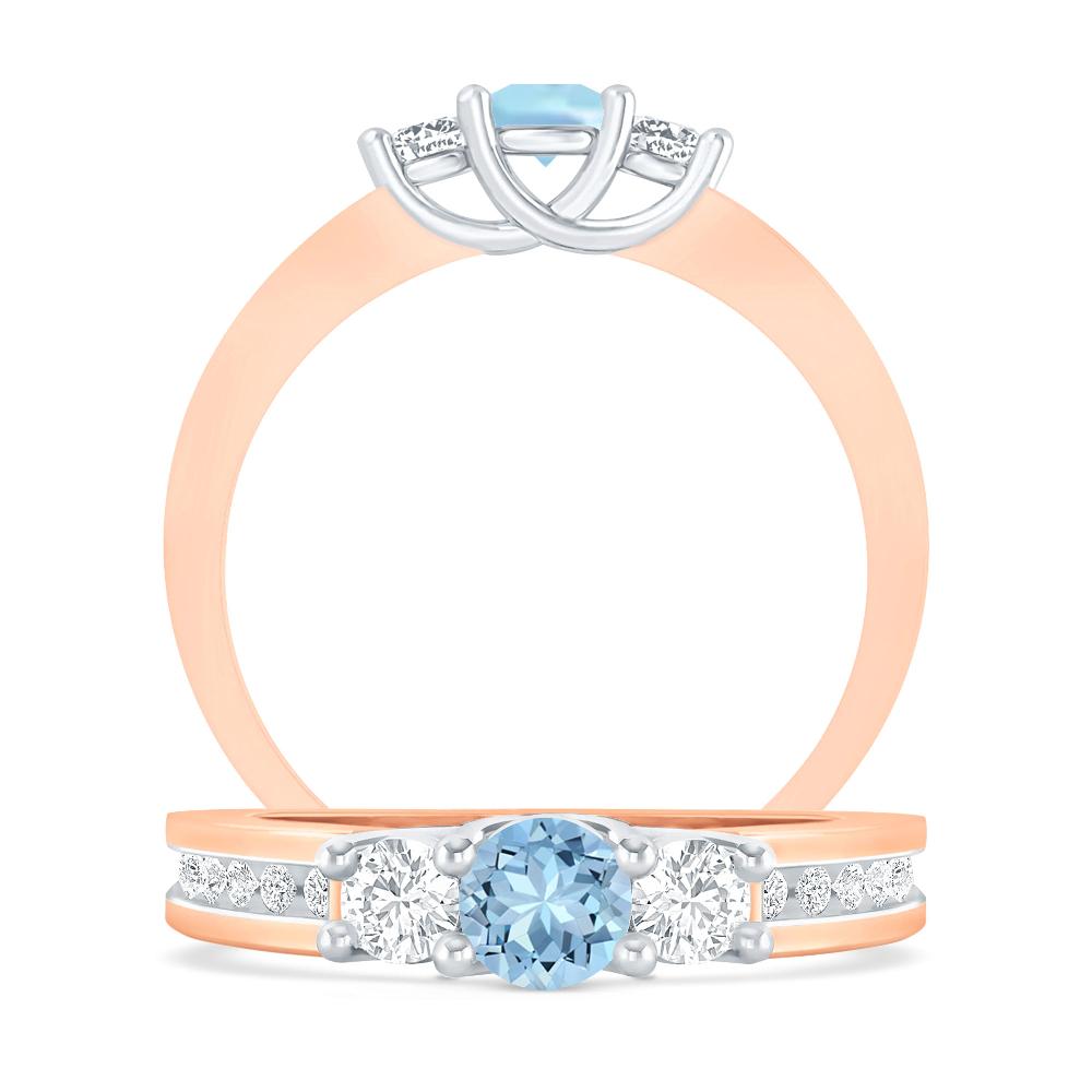 Rose Gold - Aquamarine