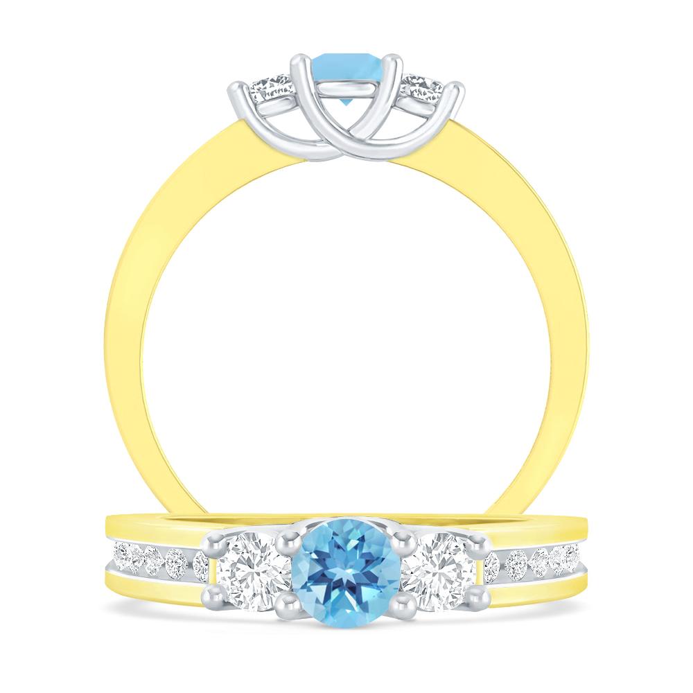 Yellow Gold - Blue Topaz