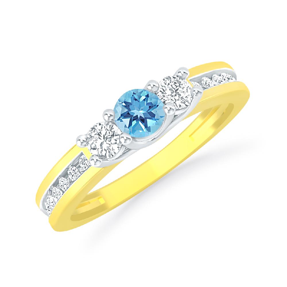 Yellow Gold - Blue Topaz