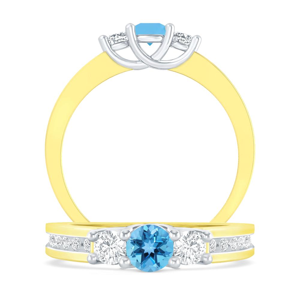 Yellow Gold - Blue Topaz