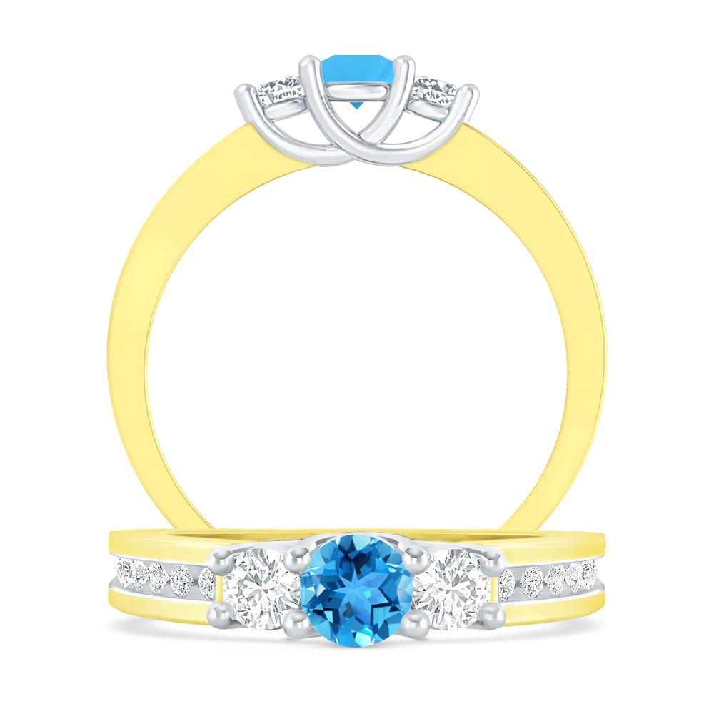 Yellow Gold - Blue Topaz