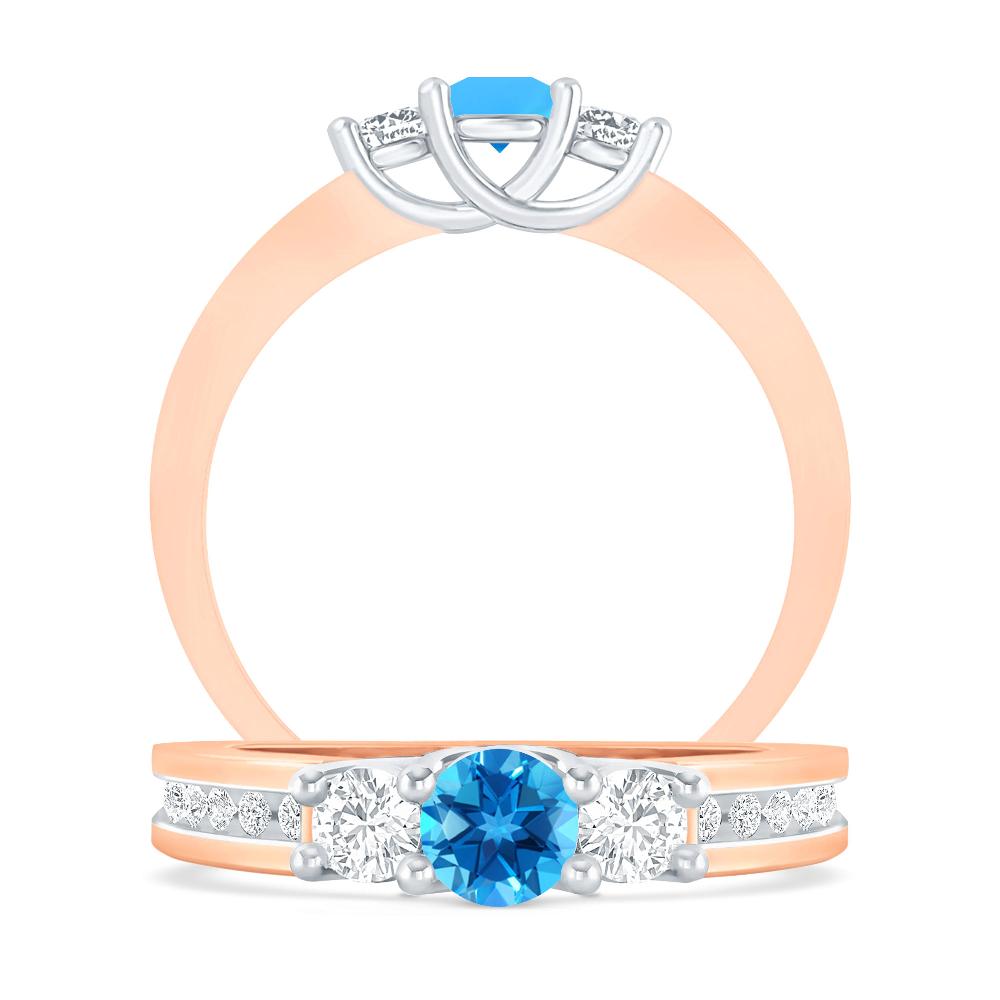 Rose Gold - Blue Topaz