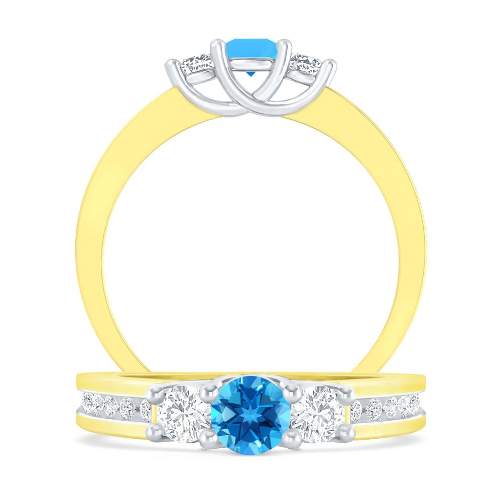 Yellow Gold - Blue Topaz