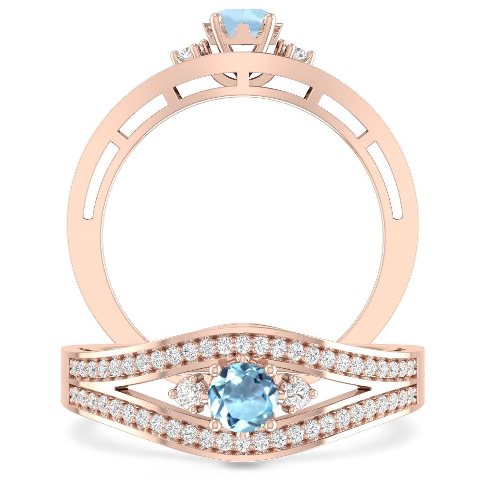 Rose Gold - Aquamarine