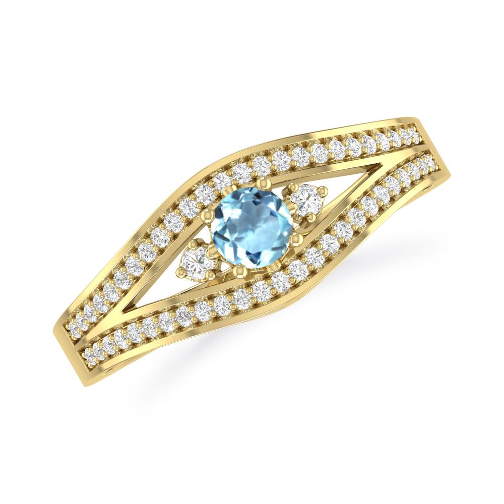 Yellow Gold - Aquamarine