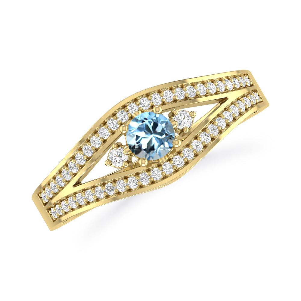 Yellow Gold - Aquamarine