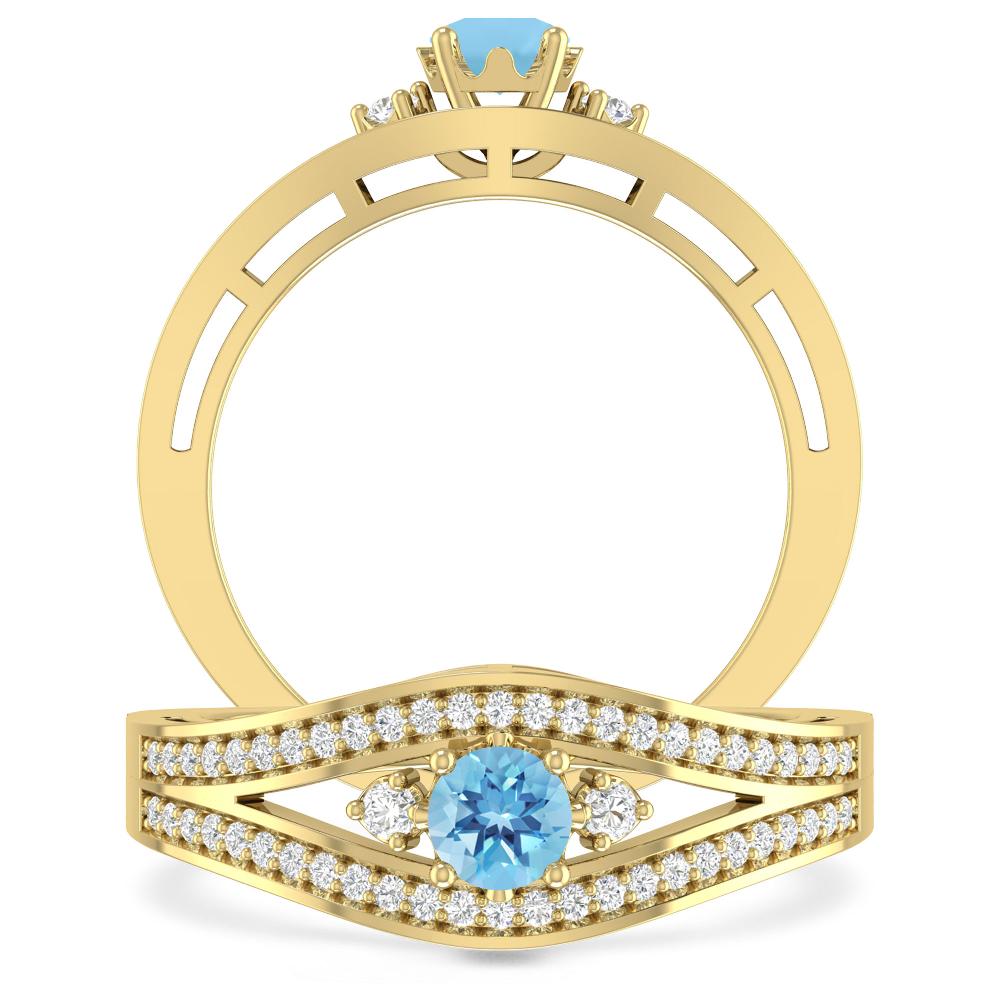 Yellow Gold - Blue Topaz