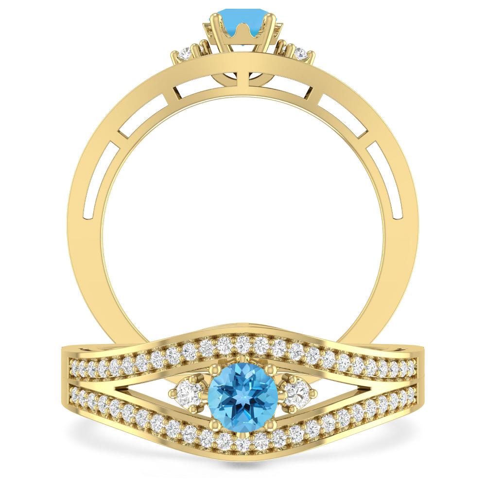 Yellow Gold - Blue Topaz