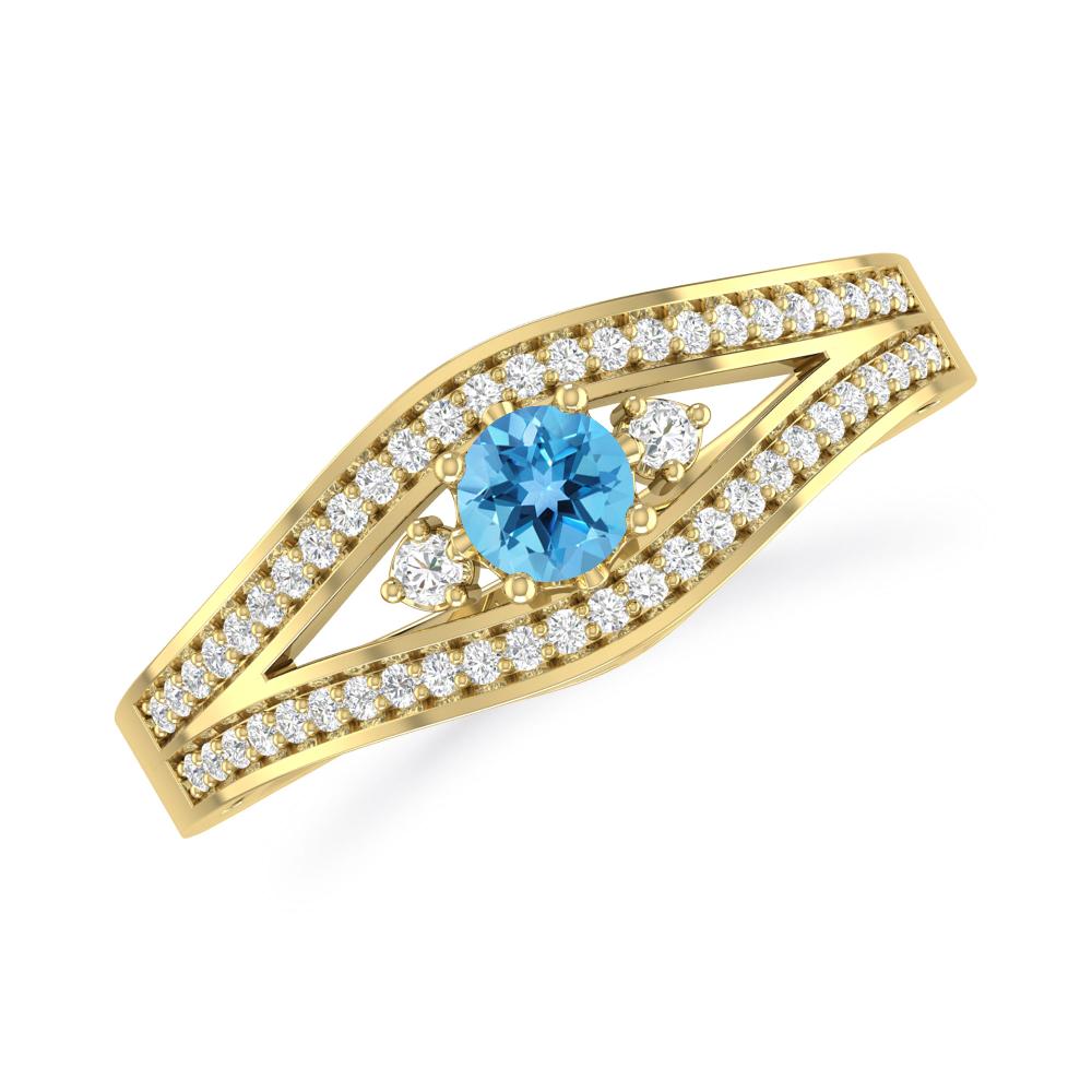 Yellow Gold - Blue Topaz