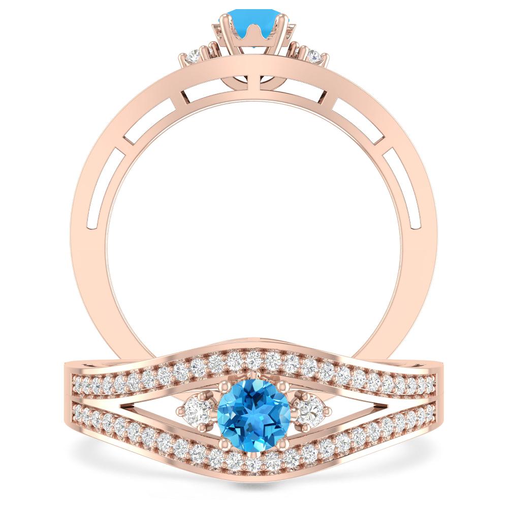 Rose Gold - Blue Topaz