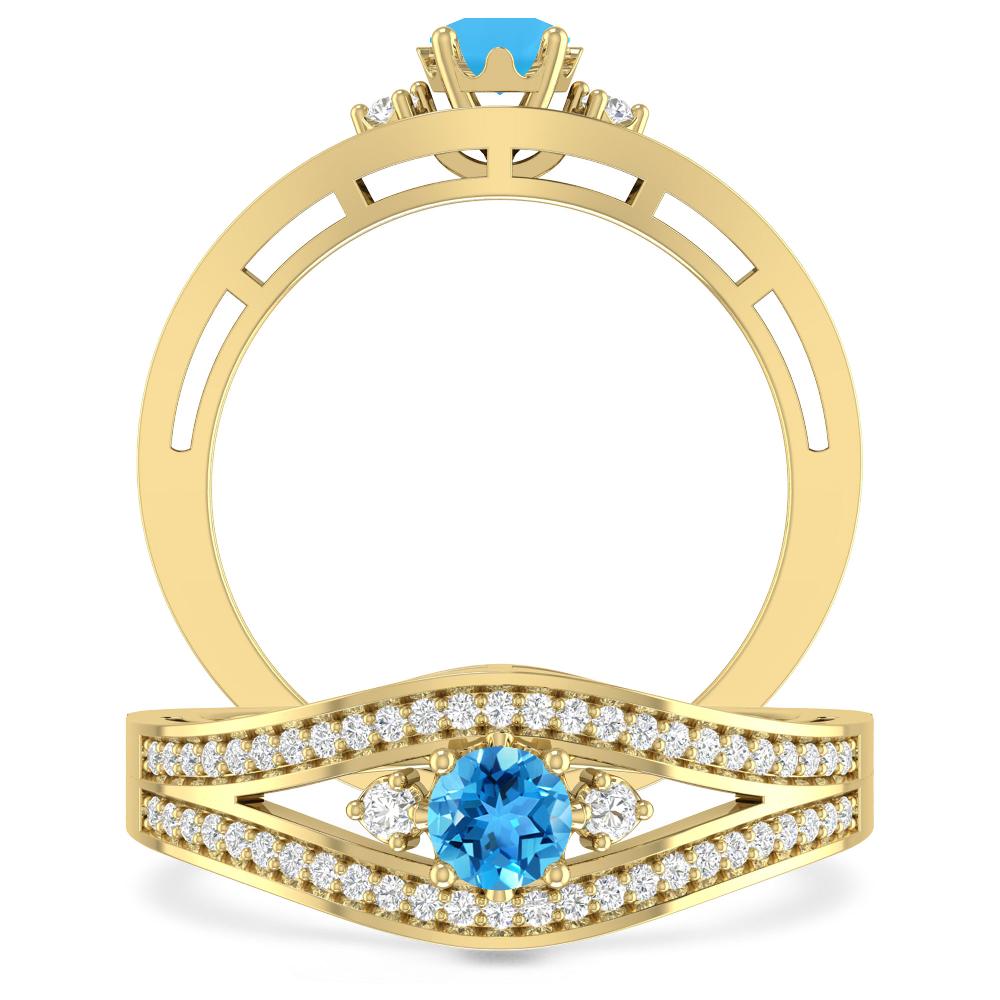 Yellow Gold - Blue Topaz