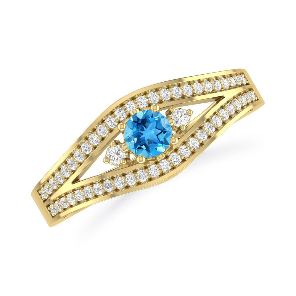 Yellow Gold - Blue Topaz