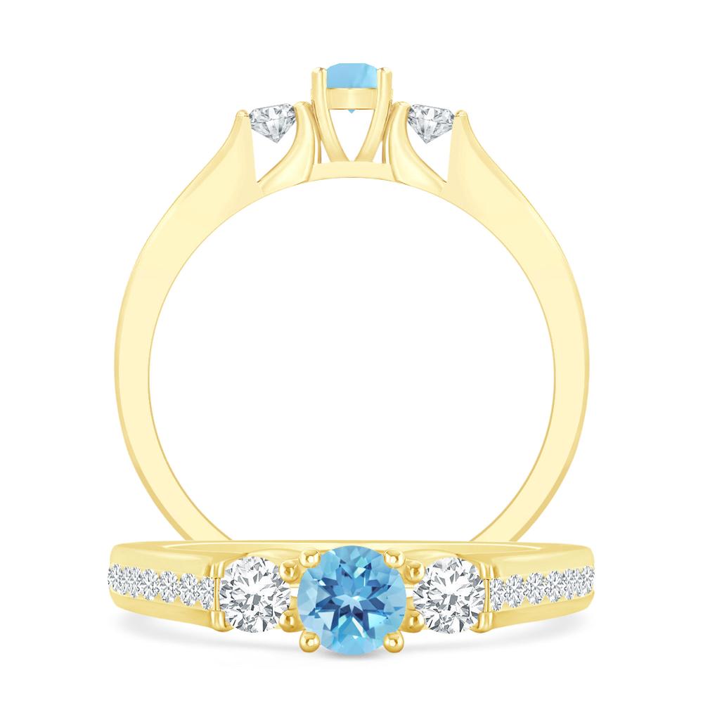 Yellow Gold - Blue Topaz