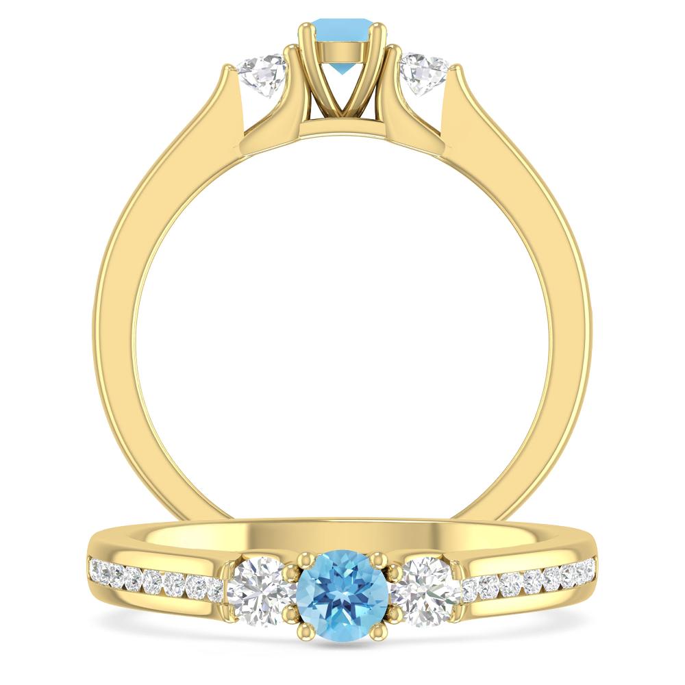 Yellow Gold - Blue Topaz