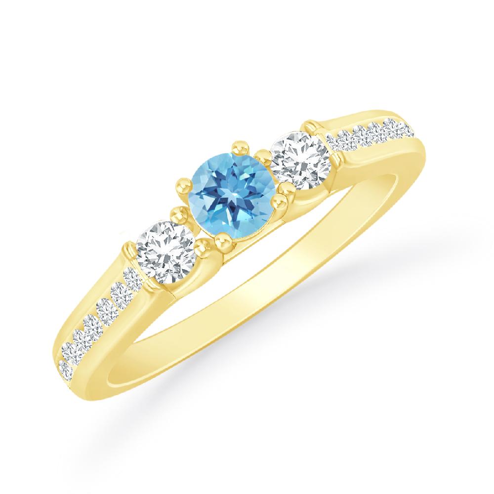 Yellow Gold - Blue Topaz
