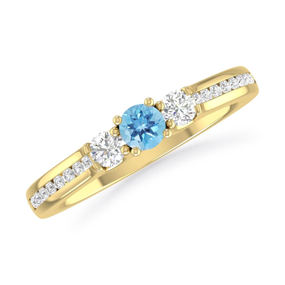 Yellow Gold - Blue Topaz