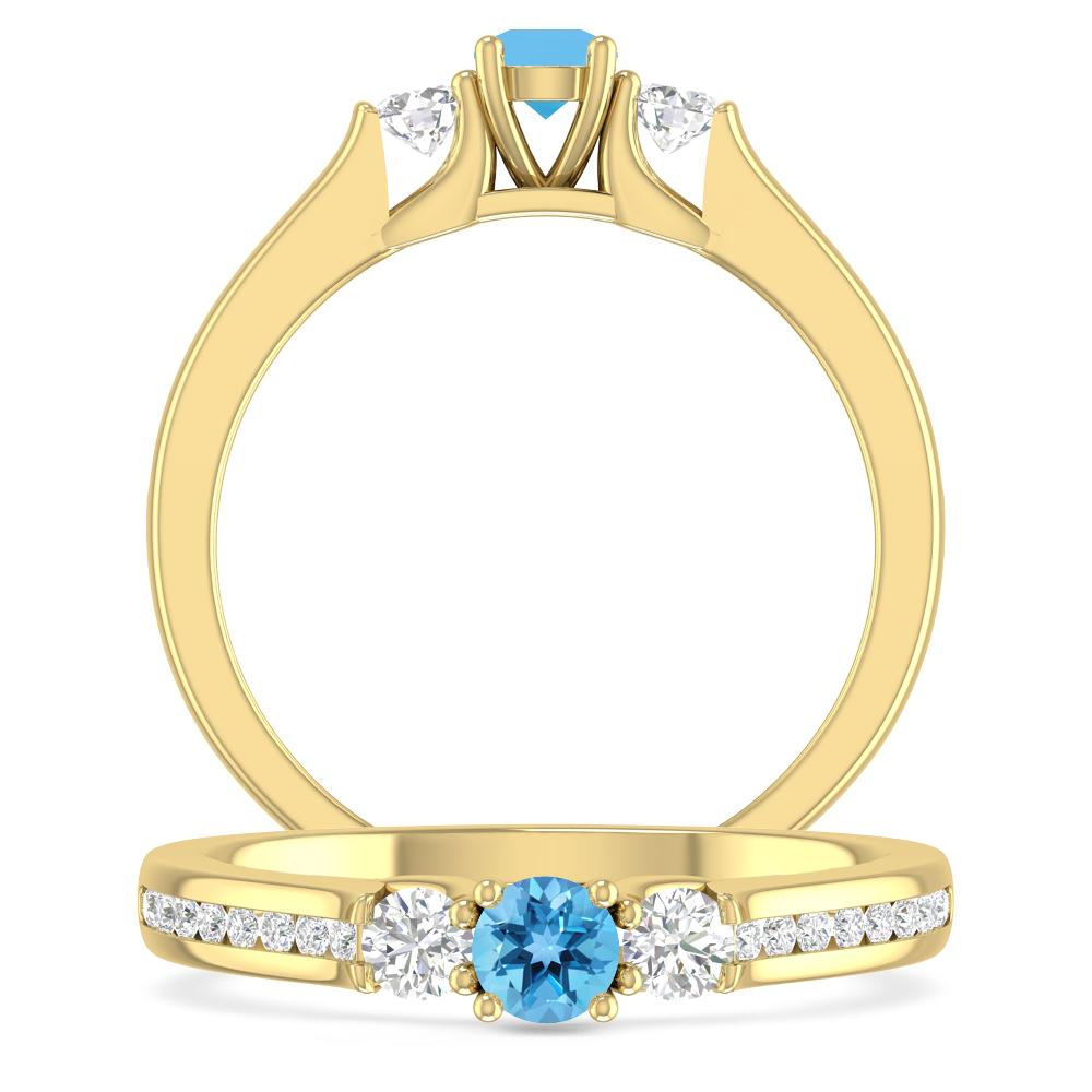 Yellow Gold - Blue Topaz