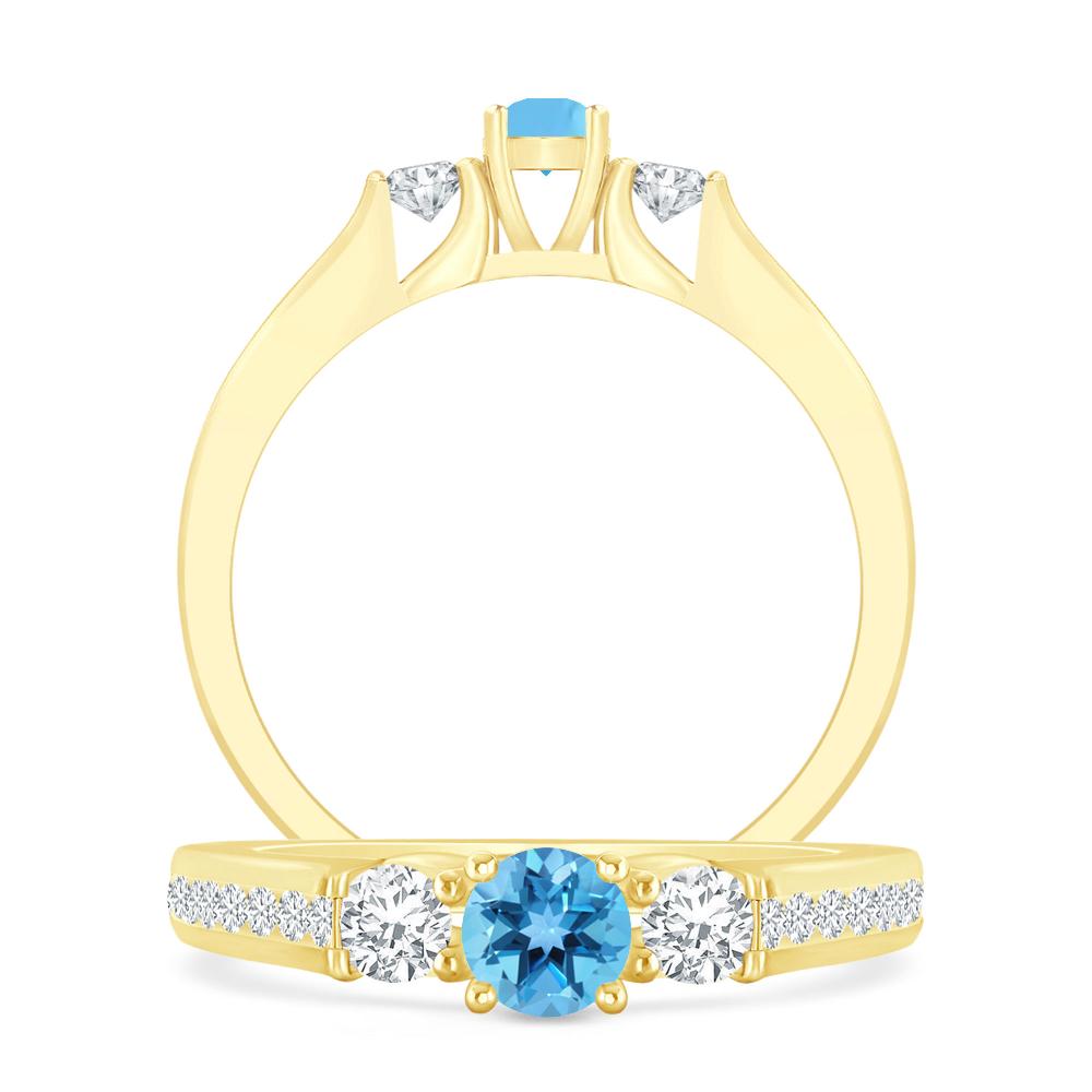 Yellow Gold - Blue Topaz